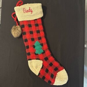 Red and Black knit classic Plaid Christmas Stocking